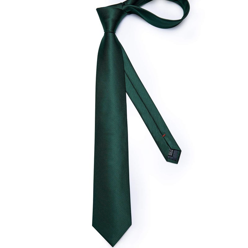 DiBanGu Mens Solid Color Tie and Pocket Square Set Woven Silk Plain Necktie & Handkerchief for Men Wedding Party Formal, Emerald Green - Image 5